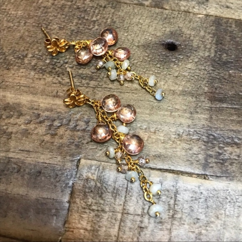 Matana handmade cluster earrings in blush - Picture 4 of 4